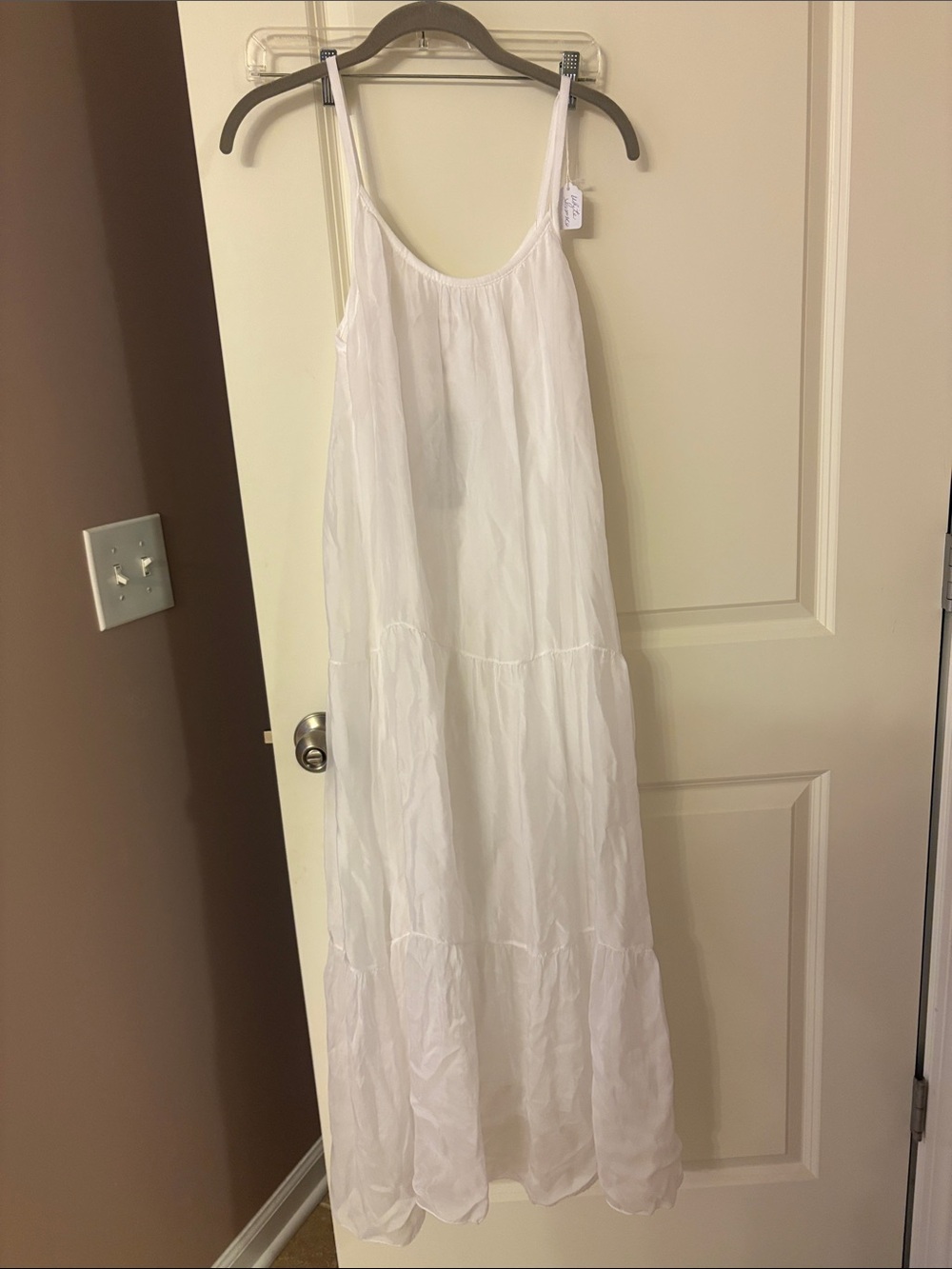 Lightweight White Tiered Maxi Dress with Adjustable Straps